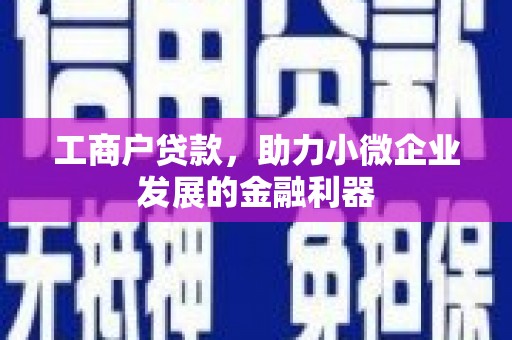 景德镇工商户贷款，助力小微企业发展的金融利器