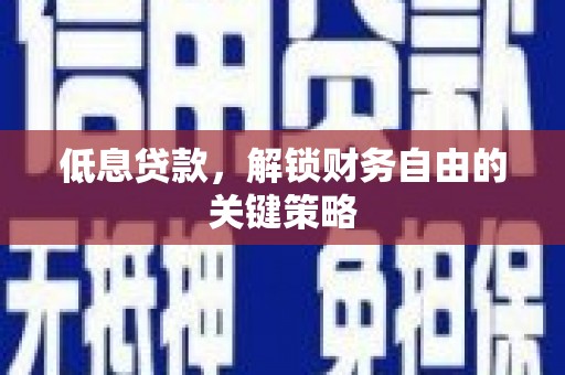 景德镇低息贷款，解锁财务自由的关键策略