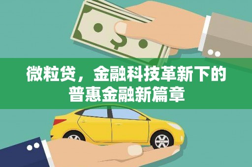景德镇微粒贷，金融科技革新下的普惠金融新篇章